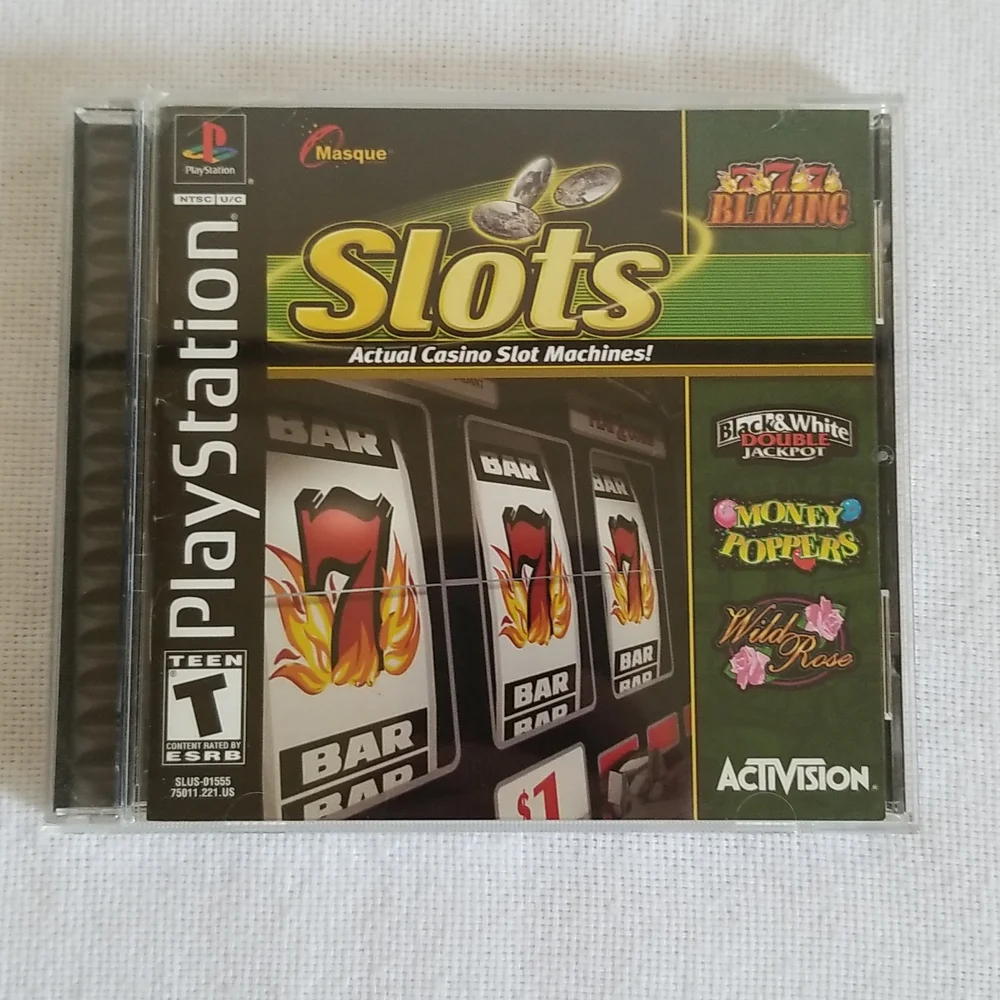 Slots Casino Black PS1 Sony PlayStation Manual Game Case Tested